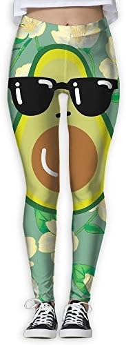 HFUEIWOMEN Cartoon Funny Avocado Icon With Sunglasses Women's Yoga Pants 3D Print Workout Leggings For Indoor Or Outdoor
