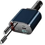 Retractable Car Charger, 60W 4 in 1 Fast Charging