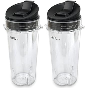 ELEFOCUS Replacement Parts for Nutri Ninja Blender, 2 Pack 16-ounce Single Serve Cup and Sip N Seal Lid Fit for Ultima & Professional for Ninja Series BL770 BL780 BL660 All Pro 4 Tab Blenders