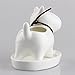 Modern Simple Balcony Small Planter Little Dog Milky White Ceramic Succulent Plant Flower Pot Miniature Decoration with Tray Neck with Bell Weaving Tail 4.5 x 2.36 x 3.46inches (NO Plants)