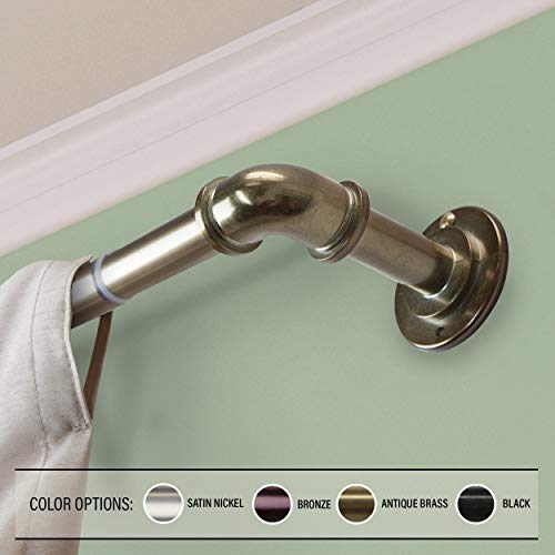 InStyleDesign Modern Industrial Steel Pipe 1-inch Dia. Adj Curtain Rod Black 48 to 84 inches Black Finish - Thumbnail 2