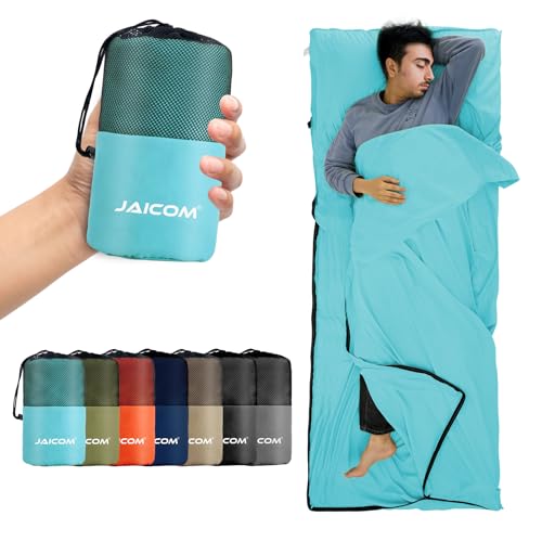 JAICOM c Sleeping Bag, Ultralight and Compact Travel Sheet, 220 x 90 cm, Cotton Sheet Sack, Ideal for Camping, Hiking, Hostel and Business Travel