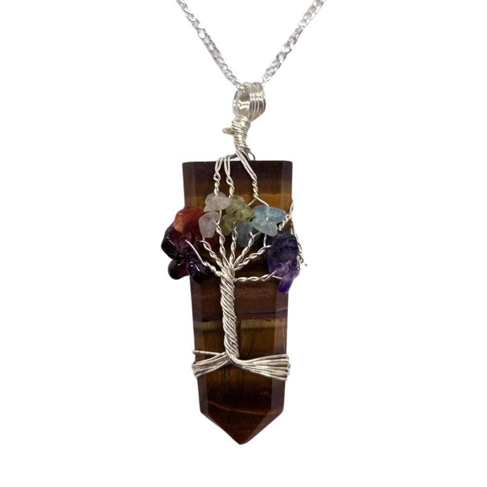 VIE Naturals Tree of Life 7 Chakra Pendant, Tiger Eye — image 1