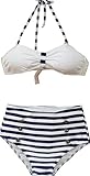 Surenow Cutest Retro Swimsuit Swimwear Vintage Push Up High Waist Bikini Set Stripe