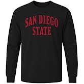 Barnesmith San Diego State University SDSU Aztecs Long Sleeve Adult Unisex T-Shirt, Classic, Black, Small