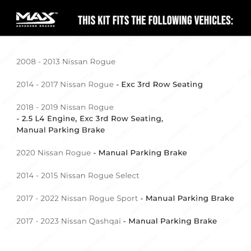 MAX Advanced Brakes - Brake Kit For 2008-2022 Nissan Rogue, 2017-2023 Nissan Qashqai (w/Manual Parking Brake)| Carbon Ceramic Brake and Rotor Kit Front and Rear| OE Replacement Brake Rotors