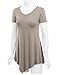 MBJ WT638 Short Sleeve Shirts for Womens Tops Casual V-Neck Summer Clothes Asymmetrical Tunic Blouses XL Taupe