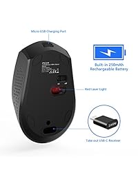 mouse inalámbrico tipo C, Jelly peine mouse inalámbrico de 2,4 GHz recargable USB C para MacBook 12," MacBook Pro 2016 2017, Chromebook y más dispositivos USB C