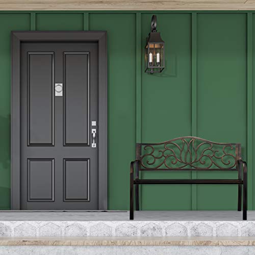 Relaxdays Gartenbank Antik 2 Personen, Balkon, Terrasse, Premium Rostschutz, Metallbank 90x127,5x63 cm, schwarz-bronze – Bild 3