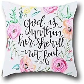 OShiley Christian Bible Verse Home Square Decorative Throw Pillow Cover Accent Cushion Cover Natural Ground Pillow Cover 16*16