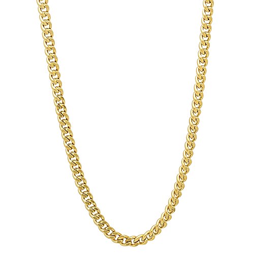 3mm Gold Plated Flat Cuban Link Curb Chain Necklace, 16