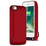iPhone 5 / 5S / 5C / SE Battery Case , AexPower Upgraded 4800mah External Battery Backup Charger Case Protective Cover Juice Power Bank Charging Case for iPhone SE / 5S / 5C / 5- Red