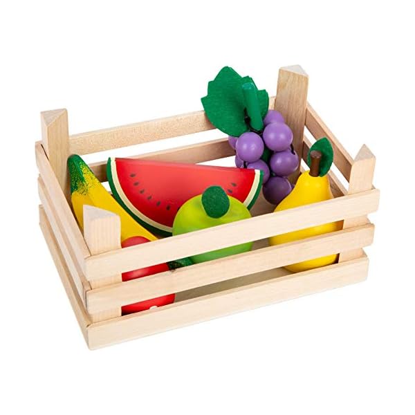 Small Foot 11755 Kaufladen-Obst mit Kiste, Zubehör aus Holz für die Kinderküche, Rollenspielzeug für Kinder ab 3 Toys…