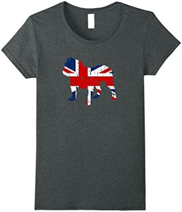 Women's Gifts for English Bulldog Lovers Union Jack flag style tee Medium Dark Heather