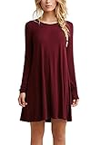 Wearlove Women's Casual Plain Long Sleeve Simple T shirt Loose Dress