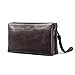 Teemzone Man Clutch Bag Genuine Leather Wristlet Wallet Hand Bag Business Clutch Purse Bag RFID Blocking Checkbook Organizer Long Wallet Credit Cards Case With Strap and Zipper