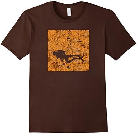Mens Vintage Scuba Diving T-Shirt For Divers Large Brown