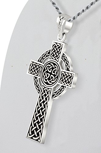 0.925 Sterling Silver Irish Celtic Knot Cross Religious Pendant - View #5