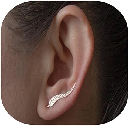 Dangle Hook Earrings with Stripes Large Long Dangle Earring Minimalist Hypoallergenic Jewelry (Silver)