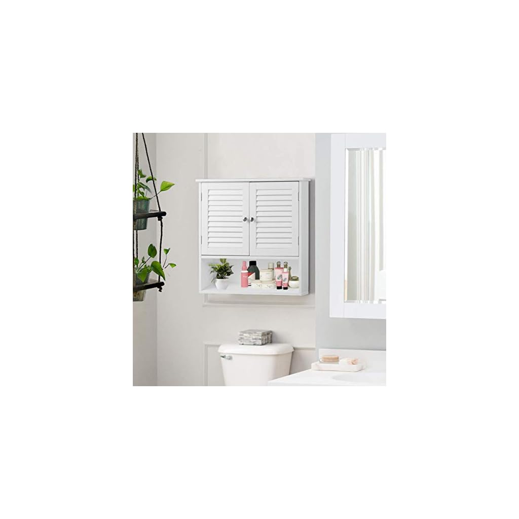 Tangkula Wall Hanging Bathroom Medicine with Double