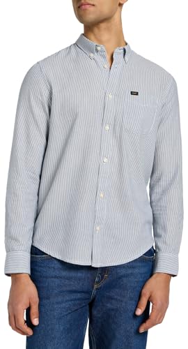 Lee Men's Button DOWN Shirt, Blue Stripe, S