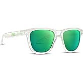 Epoch Eyewear Lutzka Skateboarding Sport Sunglasses Clear with Green Mirror Lens