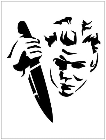 Mixed Media - Jason Stencil Friday The 13th Knife Halloween Pumpkin Carving 8.5