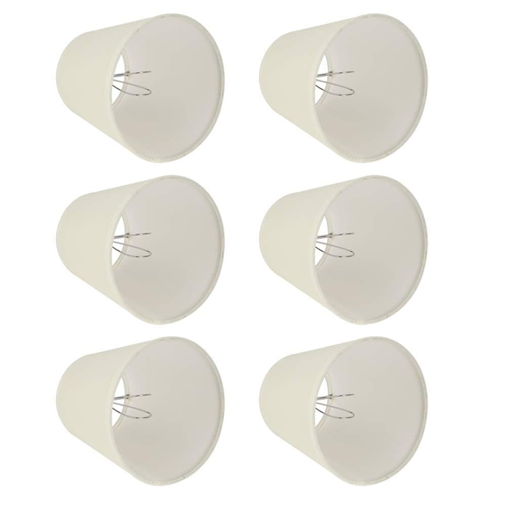 6pcs Lamp Shades, Small Lamp Shades Cream Coloured Fabric Cloth Lamp Shade Household Chandelier Fabric Lampshade Lamps Cover Decoration for E14 Light Bulb