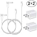 Turin Wall AC Charger - 3FT Cable Charging/Data Sync Cord with USB Brick Travel Power Adapter Outlet Plug - White fits Phone X 8 8Plus 7 6 6S 5 SE Plus Models and More - 2 Pack