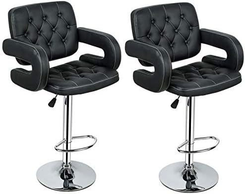 Chair كرسي 2 Set Pu Leather Swivel Bar Stools Adjustable Pub Chair