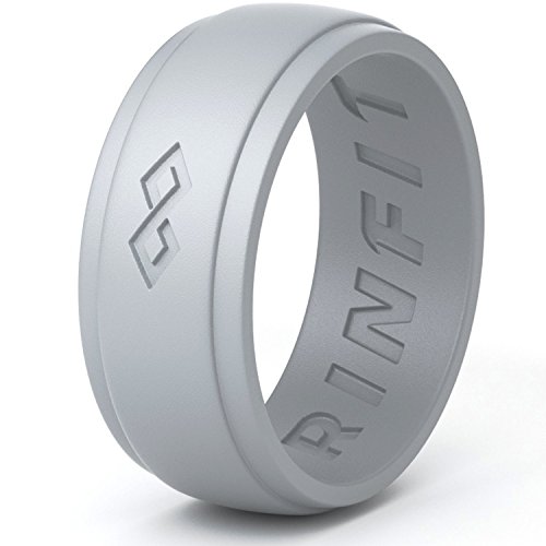 Men's Silicone Ring | Wedding Band - Rinfit Designed Premium Quality Silicone Ring - Comes with Gift Box (Gray11)