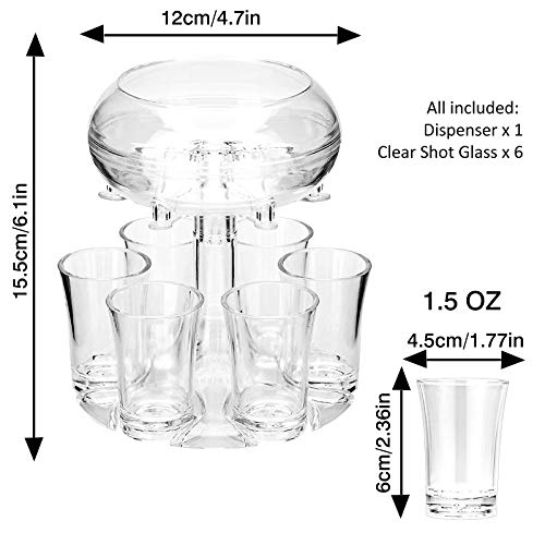 6 Schnapsglas-Spender und Halter, Spender zum Befüllen von Flüssigkeiten mit 6 Stück 34 ml Acrylbecher für Bar-Shot… – Bild 5