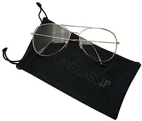 Large 60mm metal rose gold frame clear lens non-prescri…