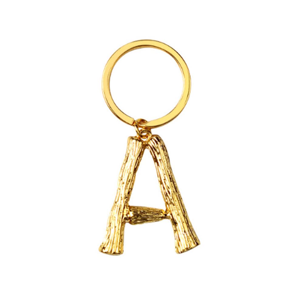 ARFUKA Keyring Alphabet Keychain Stainless Steel Letter A Initial Key Ring Birthday Key Chain for Men and Women Gold