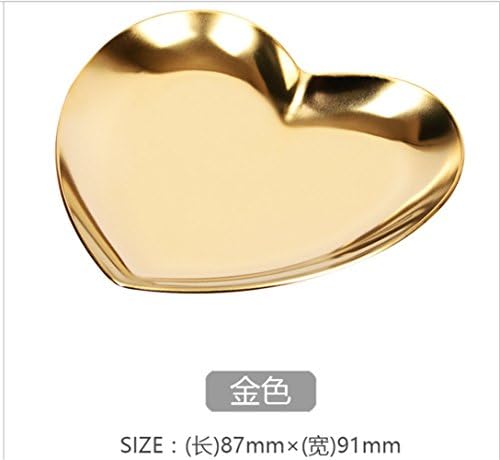 oriental spring Stainless Steel Cosmetics Jewelry Storage Organizer Tray Trinket Dish for Makeup Perfume,heart shaped (Gold)