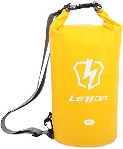 Letton 防水ドライバッグ フローティング 軽量ドライバッグ 調節可能なショルダーストラップ付き カヤック ボート サーフィン 釣り 水泳 ラフティング ハイキング ビーチ 10l イエロー