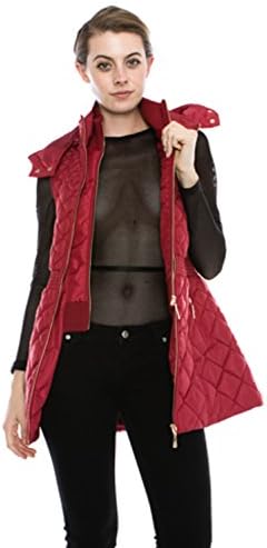 JEZEEL Women's Quilted Long Vest W/Detachable Hood (JZPV004)