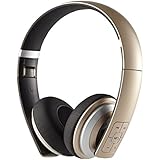 Sgin Wireless Bluetooth Stereo Headphones On Ear Foldable Headset,with Microphone,Lightweight,Comfortable,Powerful Bass(Gold)