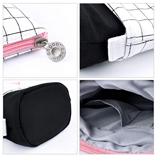 iSuperb Telescopic Pencil Case Stand Up Pen Bag Grid Pencil Holder Canvas Stationery Pouch Cosmetic Bags