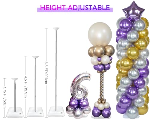 YALLOVE Balloon Column Stand Kit, 2 Sets 50cm to 2m Adjustable Balloon Stand, Metal Balloons Holder Tower Pillar with Base Clip Cup for Birthday Wedding Baby Shower Festival Party Decoration