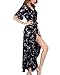 CHERFLY Womens Maxi Dress Boho Deep V Neck Floral Chiffon Wrap Split Maxi Dress with Belt(MC8,US12-14)