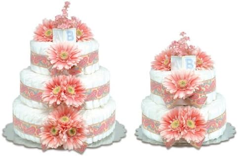 Small Pink Daisies Diaper Cake