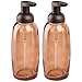 mDesign Refillable Glass Foaming Hand Soap Dispenser - Foam Soap Pump Bottle Container for Bathroom Counter Top - Decorative Foam Soap Dispenser - Malloy Collection - 2 Pack - Sand Brown/Bronze