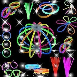 JANNGII 100 Pcs Glowsticks Bulk Party Favours 8" Glow In The Dark Party Supplies, Light Sticks For Neon Party Glow Necklaces And Bracelets for Adults And Kids (100 Connectors)