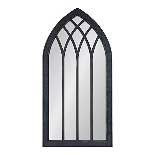 Kate and Laurel Winn Farmhouse Windowpane Wall Mirror, 24 x 48, Black