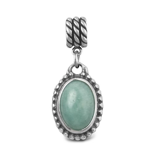 Relios Sterling Silver Reversible Peruvian Amazonite Charm - Fits Pandora European Charm Bracelets