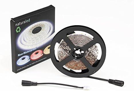 NATURALED Flexible LED Strip Light 16.4ft 600 LEDs 3528 SMD Non Waterproof Cool White 6500K