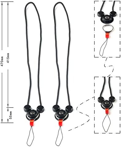 TheHonestBill Bundle of 2 pcs Detachable Neck Strap Band Lanyard for Cell Phone Camera iPod mp3 mp4 USB Flash Drive ID card badge [in Retail Packaging] (BLACK)
