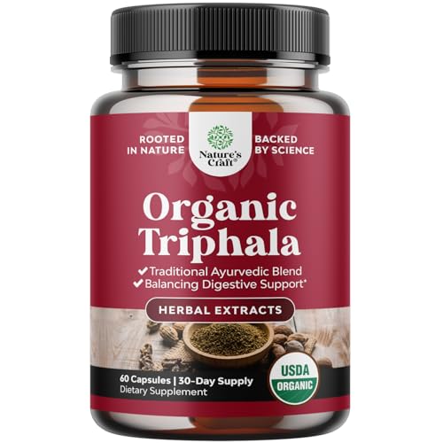 Digestive Triphala Capsules Organic Complex - Organic Triphala Colon Cleanser & Detox Digestive Health Supplement - Ayurvedic Complex for Gas Bloating & Constipation Relief for Women & Men (1 Month)