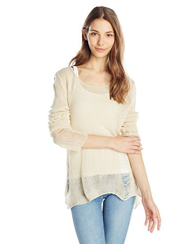 Tripp NYC Juniors' Distressed Oversized Lightweight Sweater in